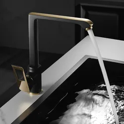 Copper Kitchen Faucets Hot & Cold Solid Brass Sink Mixer Crane Taps Single Handle Rotating Basin Vessel Black & Gold New Arrival