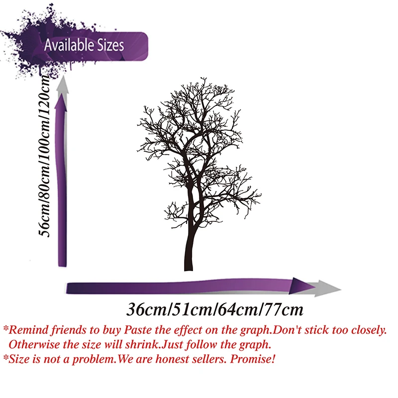 Large Winter Tree Branch Wall Sticker Office Kids Room Jungle Forest Wildlife Wall Decal Bedroom Vinyl Home Decor