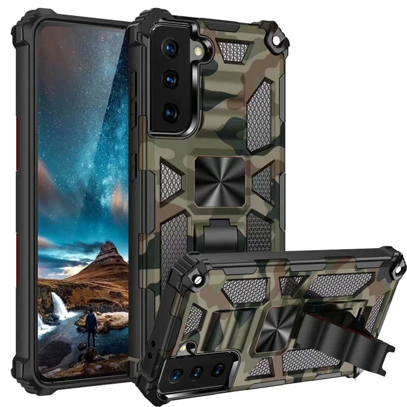 

Military Camouflage Armor Case For Samsung Galaxy S24 Ultra S23 FE S21 S22 S20 Plus Note 20 A12 A53 Car Holder Magnetic Cover