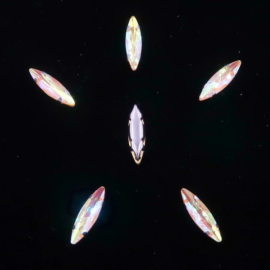 Pferdeaugenförmige Silber-Krallenfassungen, 50 Stück/Packung, 4*15mm, Jelly Candy Glas-Kristall, zum Aufnähen, Strassperlen, Kristalle, für Kleidung, DIY – Detail 11