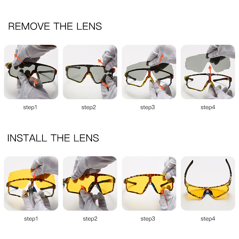 New Printing Polarized Photochromic Outdoor Cycling Glasses Bicycles Sports Sunglasses Men Women Bicycle Eyewear