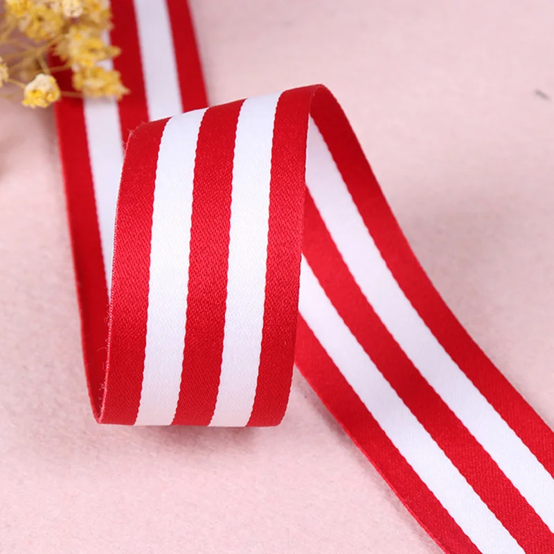 1-4cm Christmas Ribbon Red White Stripes 3Yard Navy Blue Candy Cane Garland Gifts Wrapping Wreaths Bows Sewing Accessories Decor