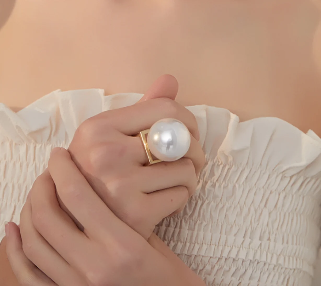 trend Simple artificial pearl temperament vintage  rings for women couple fashion jewelry