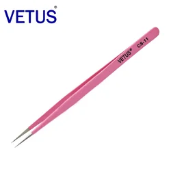 VETUS CS-11 Pink Tweezers Anti -acid Anti-alkali Corrosion-resistant ESD Anti-Static Pincers Eyelash Grafting Blooming Tool