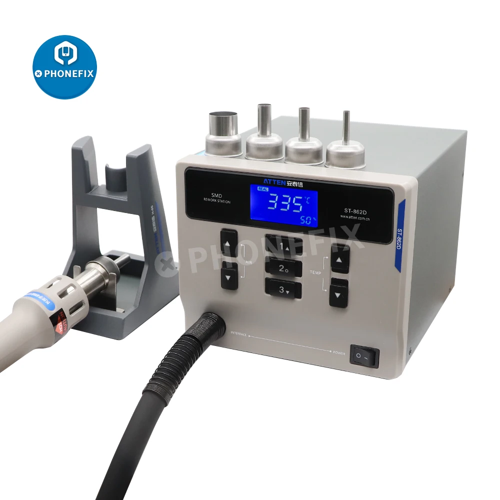 Estação de Retrabalho Pcb Inteligente para Reparo Pcb Chip Display Digital Hot Air Gun Estação de Solda Bga Atten St862d