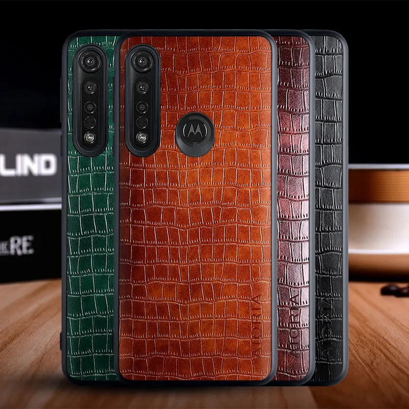 Case for Motorola G8 Play One Macro funda luxury crocodile pattern leather soft TPU hard cover for Motorola One Macro case funda