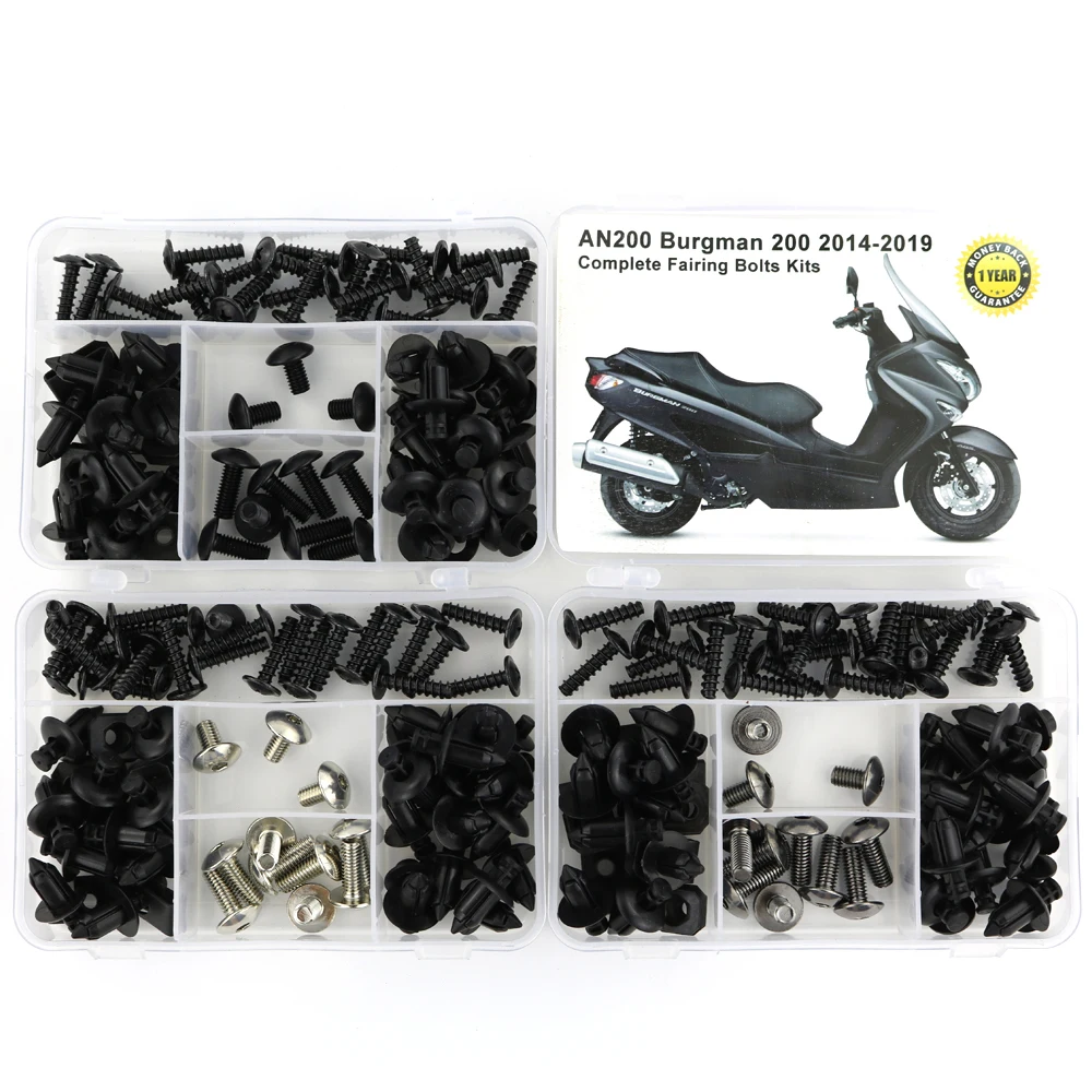 Fit For Suzuki AN200 Burgman 200 2014 2015 2016 2017 2018-2024 Motorcycle Full Fairing Bolts Kit Fairing Clips Nuts Screws