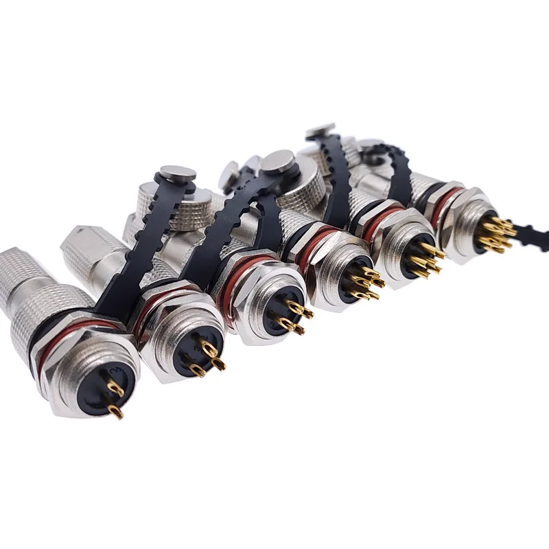 12G metal connector GX12 copper contact IP68 2pin3pin4pin5pin6pin7pin plug & socket waterproof G12 connectors