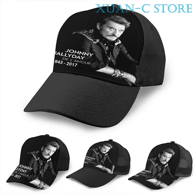 Johnny Hallyday Limitied Edition Basketball Cap men women Fashion all over print black Unisex adult hat