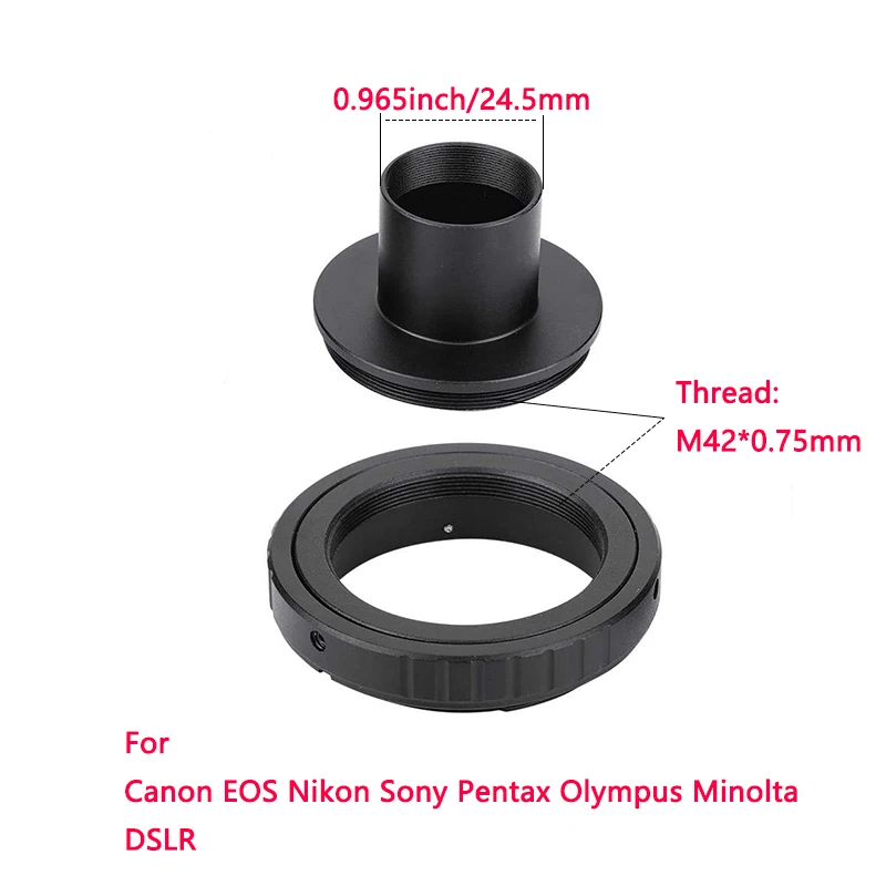 StarDikor 0.965 Inch Telescope Adapter T Ring Mount Set DSLR Camera Accessory For Canon EOS Nikon Sony Pentax Olympus Minolta