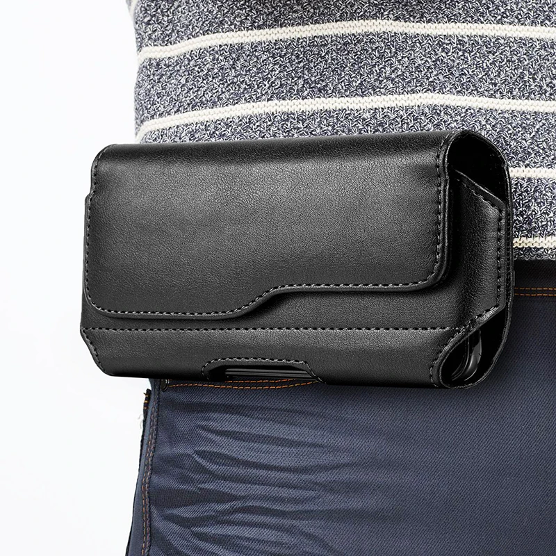 For 3.5 - 6.3 inch Mobile Phone Bag Leather Phone Pouch Belt Clip Phone Case Waist Bag For iPhone 7 8 Plus 11 pro Max Samsung S8