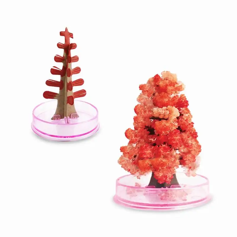 2020 9x6cm Mini Red Magical Growing Paper Trees Toy Magic Grow Christmas Tree Hot Funny Educative Baby Kids Science Toys Novelty