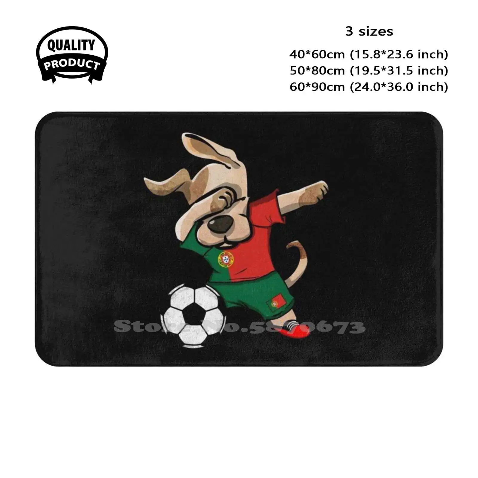 Dabbing Dog Portugal Soccer Jersey Portuguese Football Lover Soft Cushion Home Carpet Door Mat Car Rug Portugal National Soccer