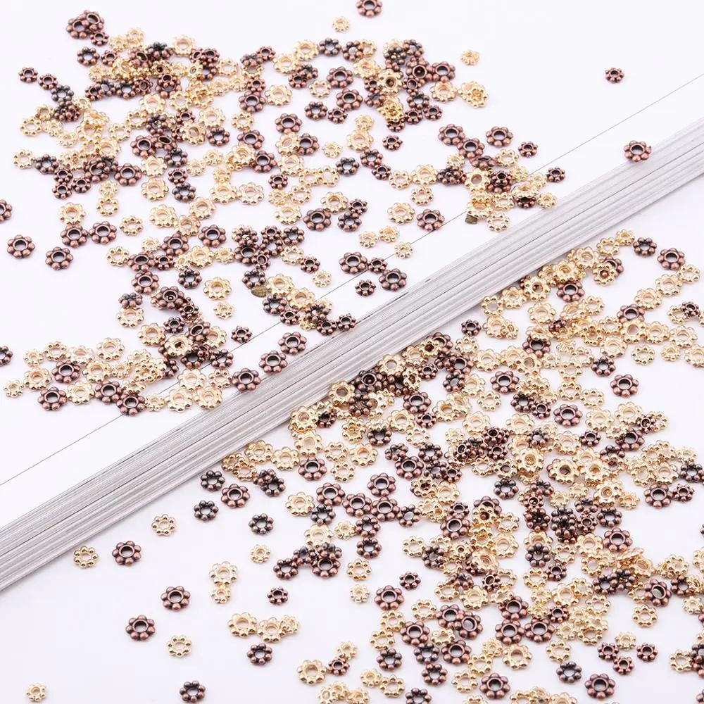 200 sztuk 4/5/6mm kwiat śliwy koralik czapki Spacer koraliki dla kobiet Charms DIY wyrób biżuterii bransoletka naszyjnik kolczyki akcesoria — zdjęcie 7