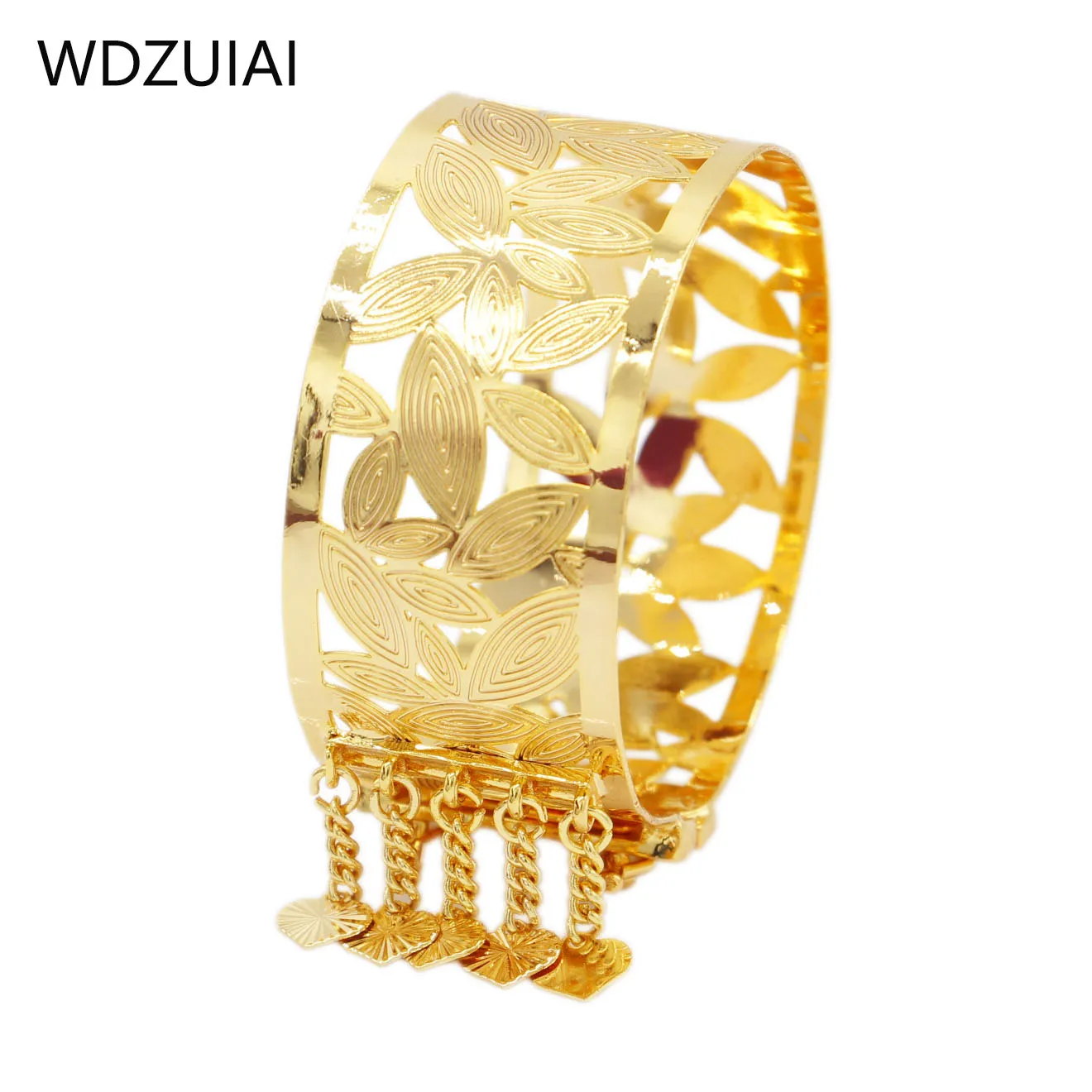 WDZUIAI Dubai Gold Color Cuff Bangle For African Arab Women Girls Child Bangle Birthday Party Luxury Jewelry Gifts