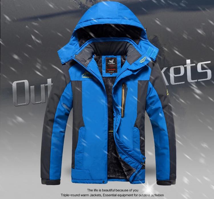Mens Winter Fleece Warm Thick Parkas Jacket Coat Men High Quality Outdoor Outwear Waterproof Hooded Casual Parkas Men L-9XL