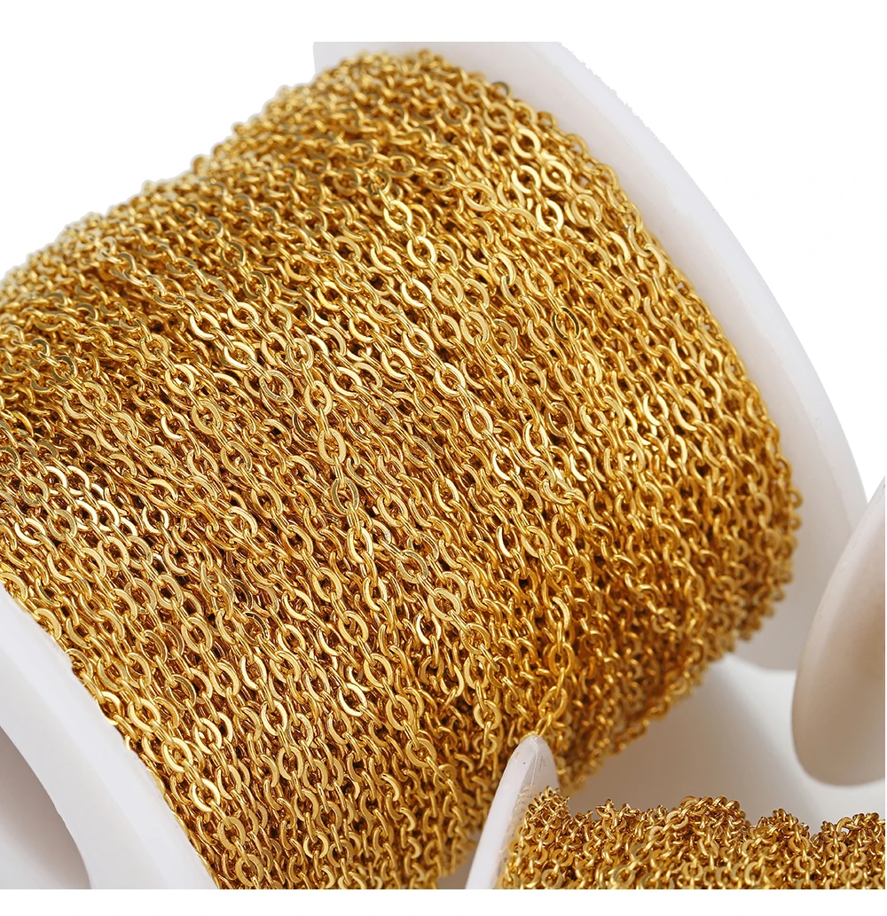 10 Meter 1/1,5/2mm Gold Edelstahlkette Halskette DIY O-Form Kreuzketten für Armbänder Schmuckherstellungskomponenten – Detail 7