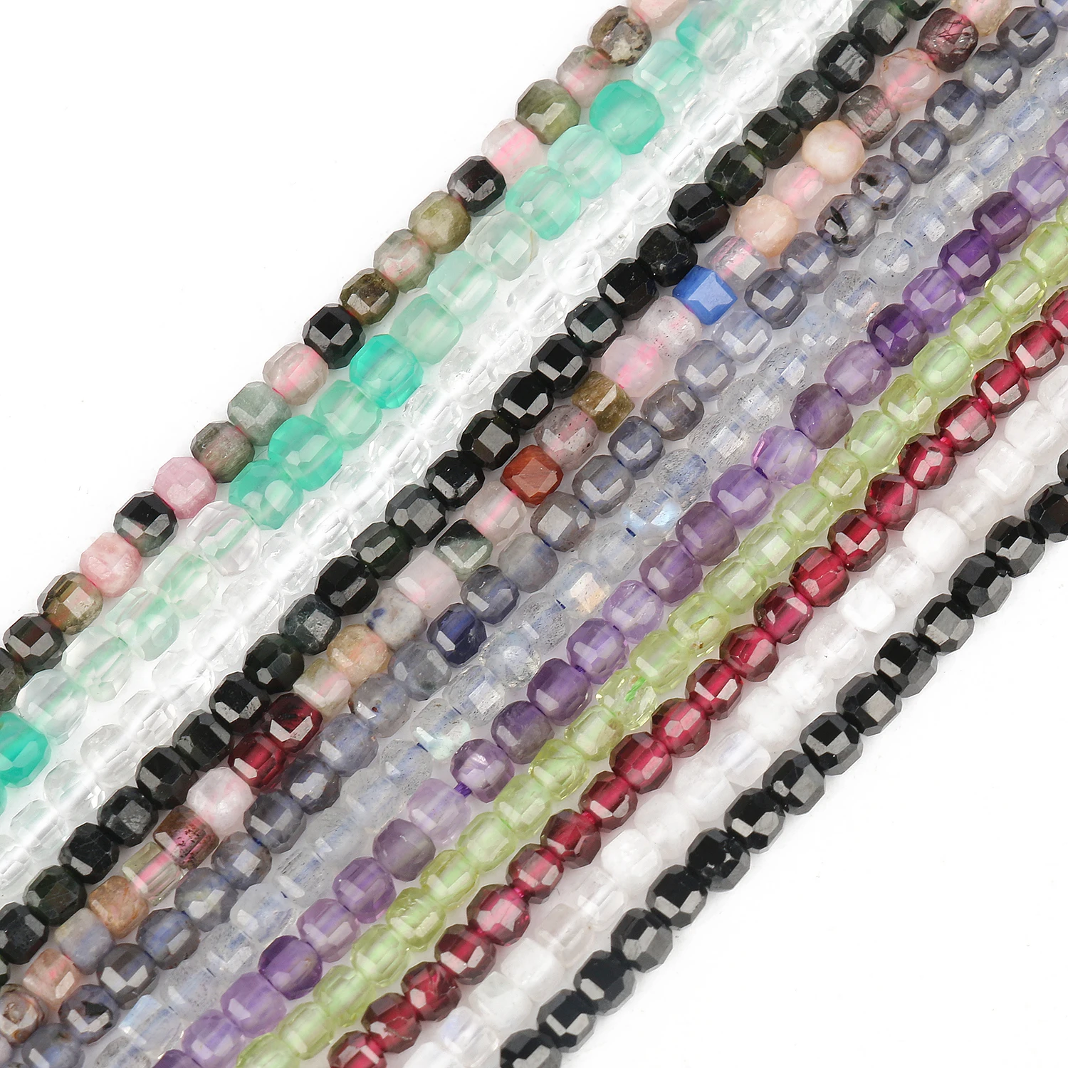 Natural Garnets Peridot Amethyst Agate Faceted Irregular Cube Small Stone Beads for Jewelry Making DIY Necklace Bracelet Earring