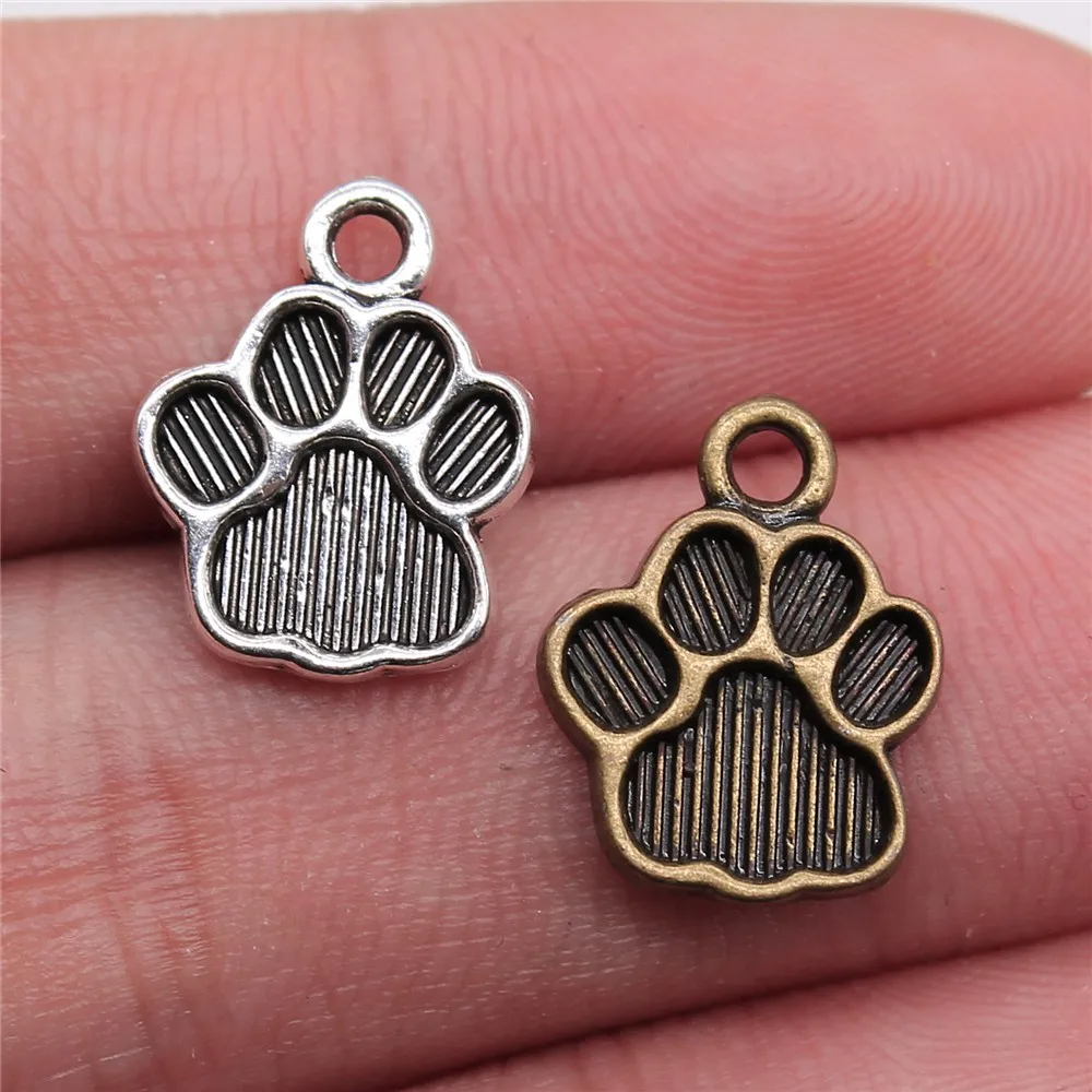 

200pcs 15x12mm Metal Dog Paw Print Footprint Charm Pendant For Necklace Bracelet Jewelry Making Findings