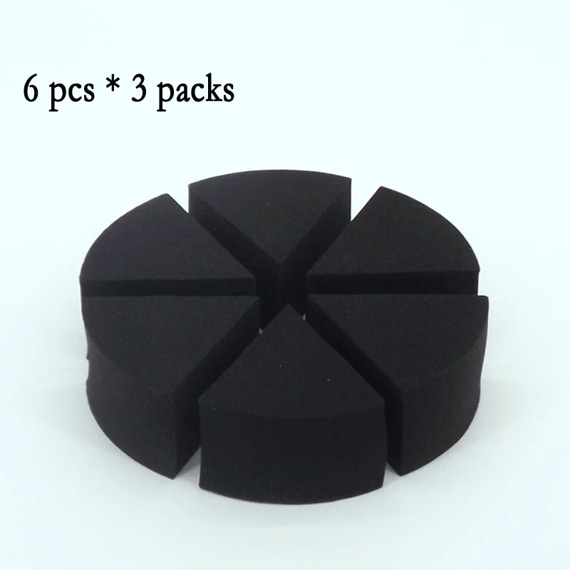 6 Pcs * 3 Packs Round Triangle Cake Makeup Set Sponge Foundation Cosmetic Puff  Powder Smooth Beauty Fan-Shaped Blender Tool