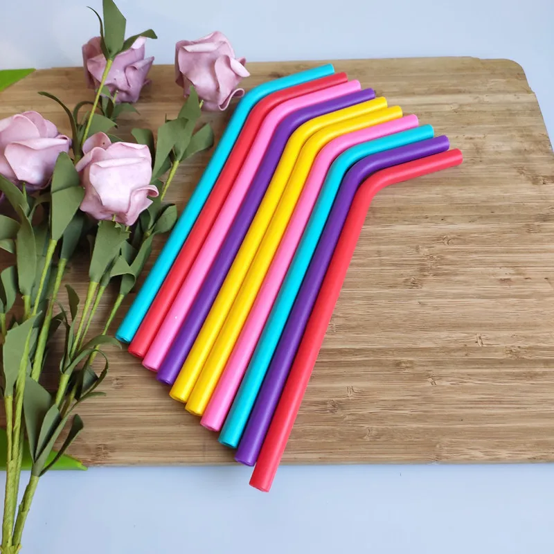 10pcs/lot Reusable Silicone Straws Food Grade Silicone Flexible Bent Straight Drinking Straws Party Bar Accessory XB 008