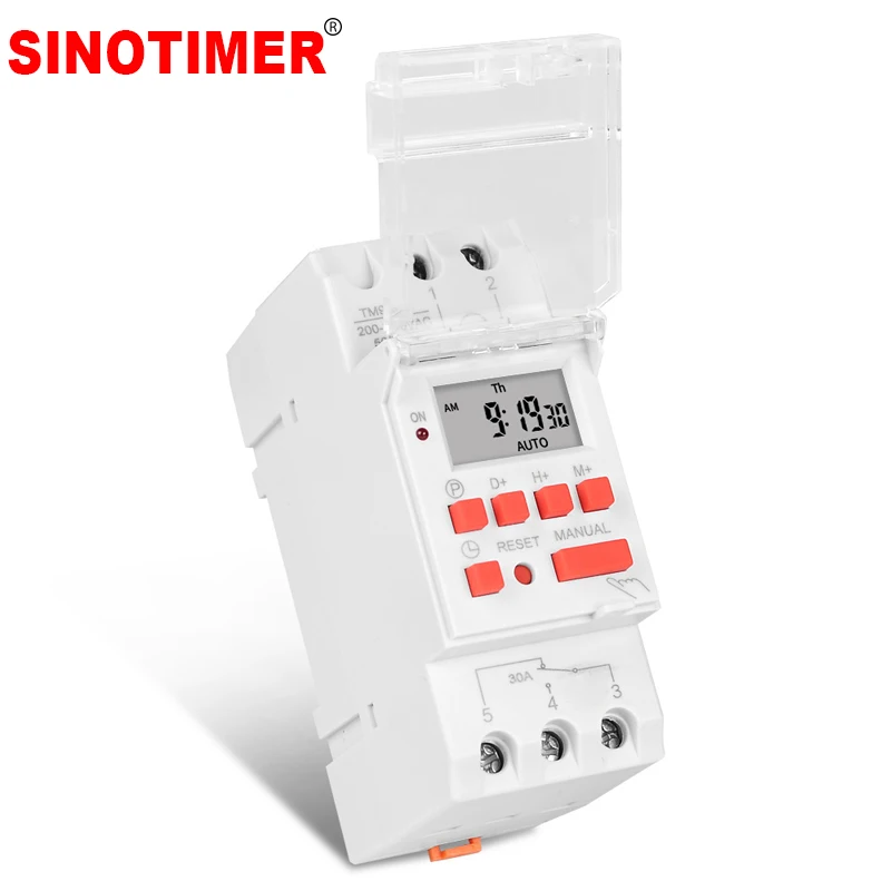 SINOTIMER 30A Load 220V 230V AC Programmable Weekly Digital TIMER SWITCH Relay Control Time 7 Days Auto ON OFF Din Rail Mounted