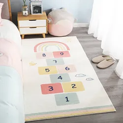 Children Bedroom Hopscotch Rug Mat Parlor Centre Area Hopscotch Rug Sofa Side Carpet Floor Cushion Kids Game Mat