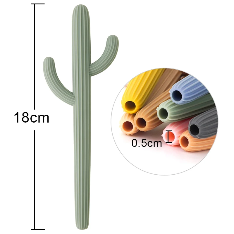 Baby Health Teethers Fidget Toys For Children Cactus Shape Straw Teething Infant Chewing Toy For Babies Newborns Accessories