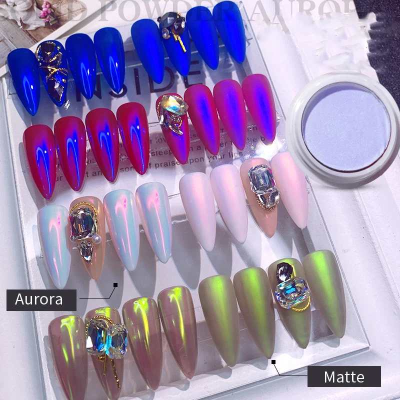 Mermaid Chrome Nail Powder - Pearl Mirror Powder Aurora Iridescent Glitter Pigment for Nail Art Decoration