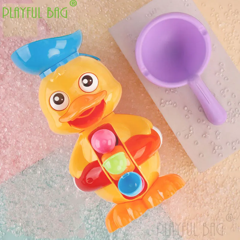 Interesting and lovely baby duck swimming little yellow duck rotating water wheel children\'s bathroom bathing seaside toy wd08