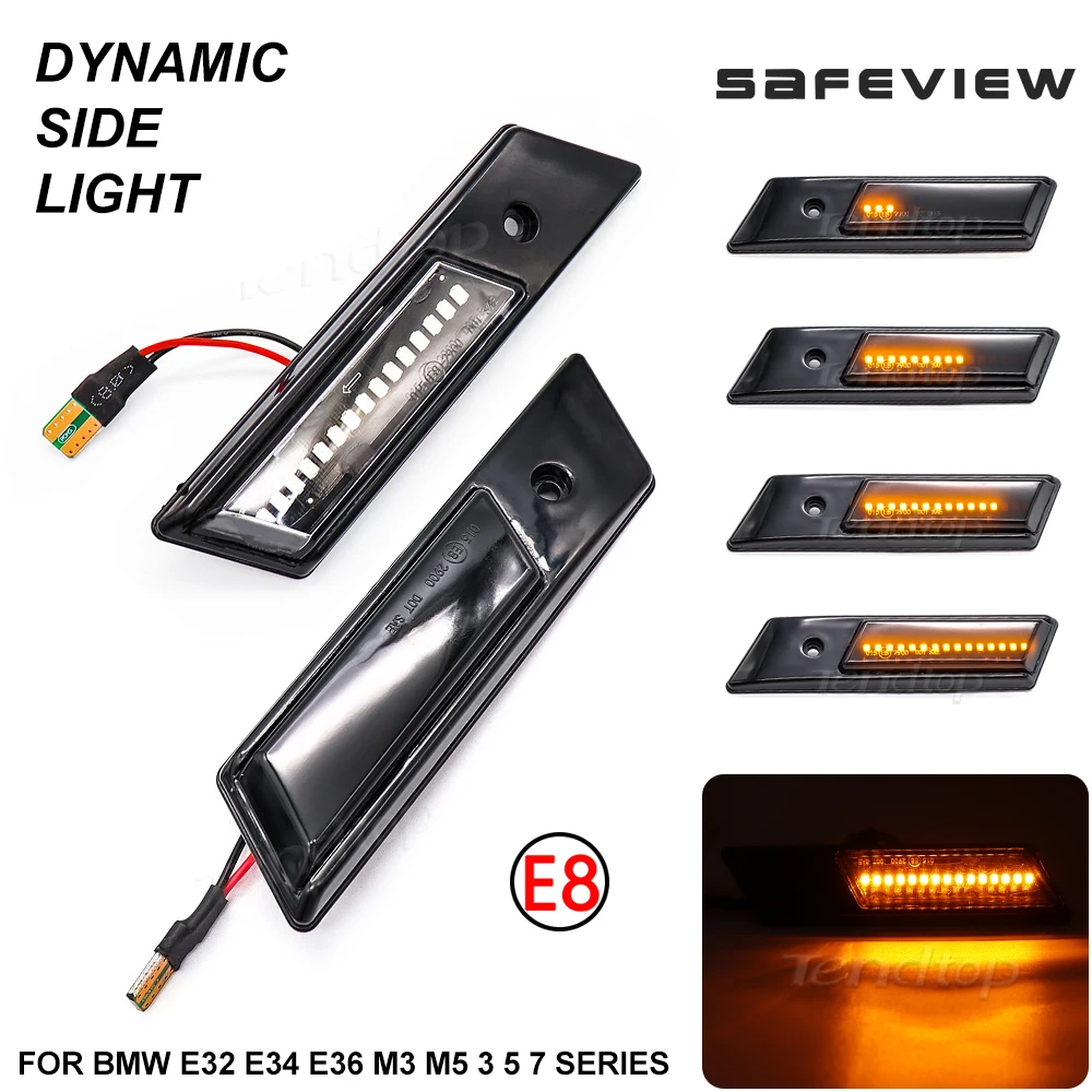 2pcs For BMW 3 5 7 Series E32 E34 E36 1990-1996 Dynamic Flashing Led Side Marker Turn Signal Light Accessories Auto Lamp