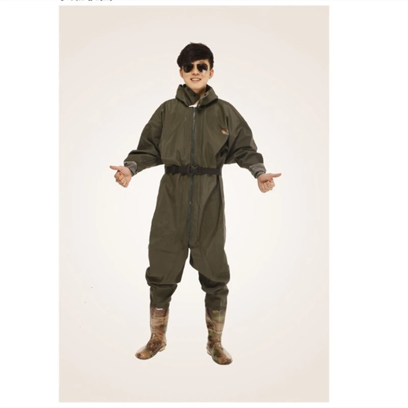 Whole Body Hooded Jumpsuits Men Women Fishing Clothes Anti-Wear Waterproof Hunting Waders Pants Boots Wading Trousers Hot 36-47