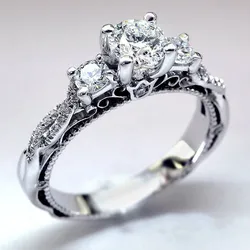 90% OFF Vintage Three stone Lab Diamond Ring Real 925 sterling silver Engagement Wedding band Rings for Women men Party Jewelry