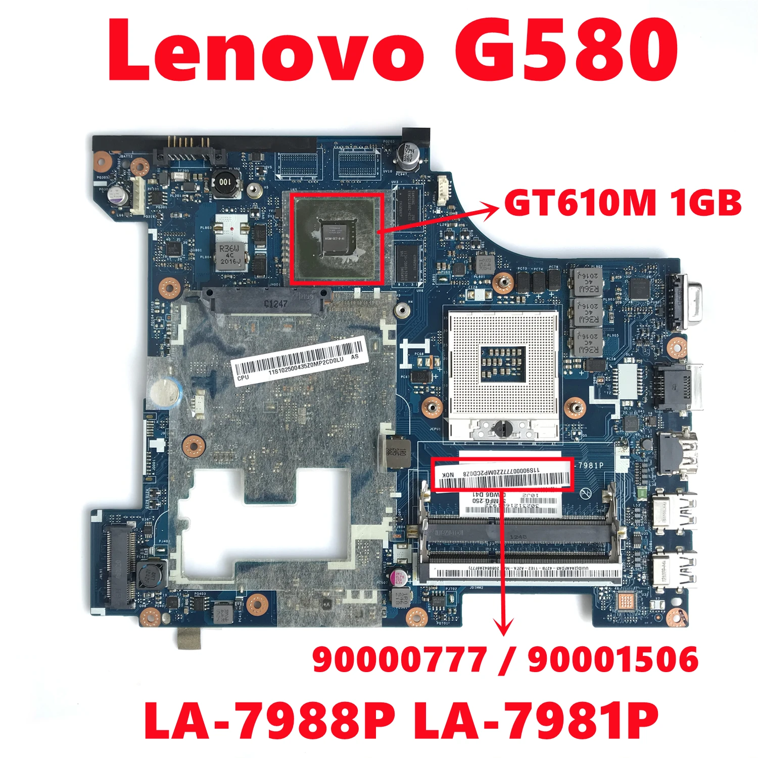 FRU: 90000777 90001506 Mainboard For Lenovo G580 Laptop Motherboard LA-7988P LA-7981P With N13M-GE7-B-A1 1GB 100% Tested Working