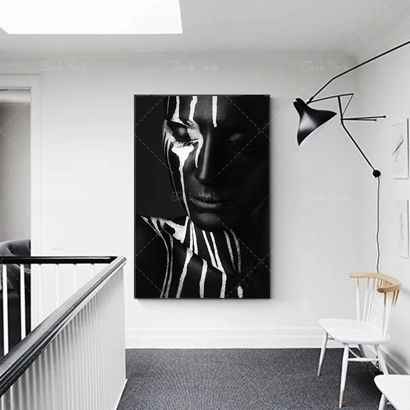 Black Women Oil Paintings On Canvas Posters and Prints Modern Makeup Girl Wall Art Decorative Pictures for Living Room Decor