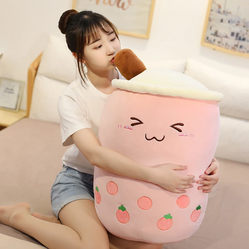 25-70cm Cartoon Bubble Tea Tasse geformt Kissen Real-Life gefüllt weichen Rücken Kissen lustige Lebensmittel Geschenke Freundin Geburtstag