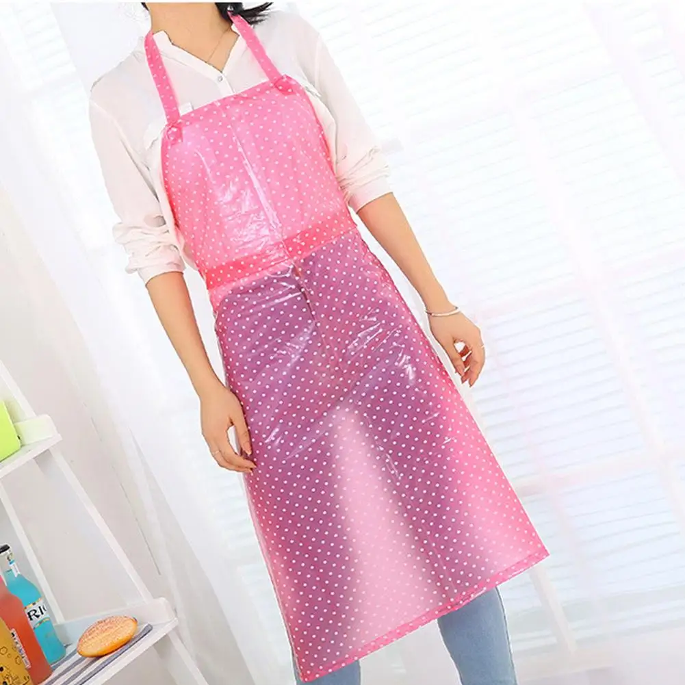 Transparent Acid Resistant Home PVC Simple Anti-Oil Waterproof Dots Kitchen Apron Cleaning Product Accessories  random delivery