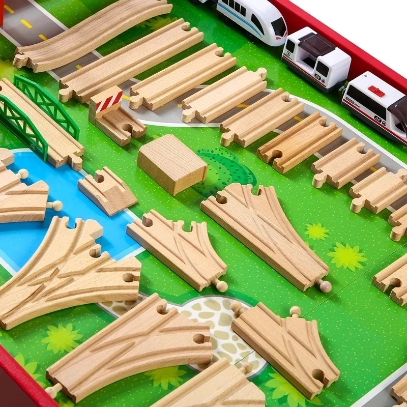 All Kinds Wooden Railway Tracks Set Beech Wooden Train Track Accessories Crossroad Bridge Educational Toys for Kids Gifts