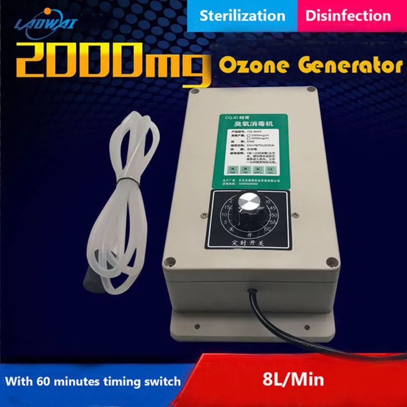 Генератор озона 2000 мг/ч, домашний стерилизатор воздуха, очиститель, дезинфекция масла, фруктов, овощей, мяса, еды с таймером