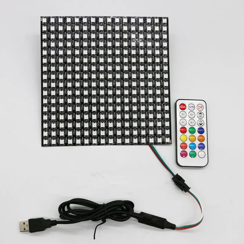 DC5V WS2812B 5050 RGB Individually Addressable Panel Digital Flexible Screen Kit 8x8 16x16 8x32 256 Pixels 21Key USB Controller