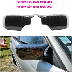 ABS Carbon Fiber Color Gloss Black Rearview Mirror Covers Side Mirror Caps For BMW E46 E39 Sedan/Touring 1998 1999 2000-2005