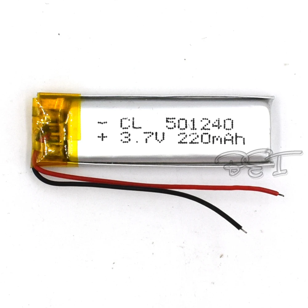 

10Pcs 3.7V 220mAH 501240 Li-Polymer Rechargeable lithium Li-ion Battery For Toy Recorder GPS MP3 MP4 Cell phone Glasses Navigato