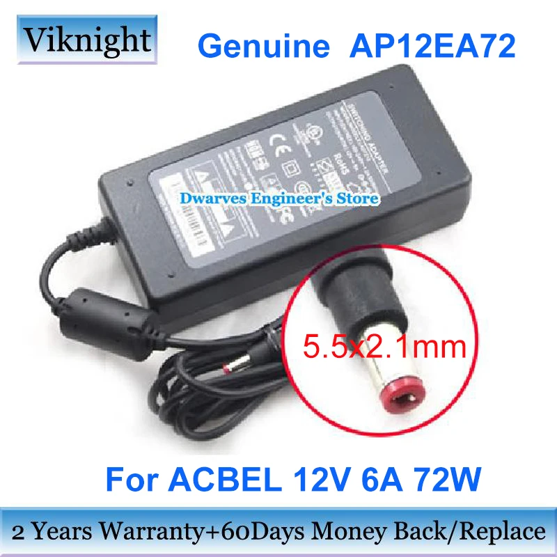 

Genuine AP12EA72 12V 6A AC Adapter 72W AD7212 For ACBEL LED Lights AP12eEA72 Power Supply Charger 5.5x2.1mm