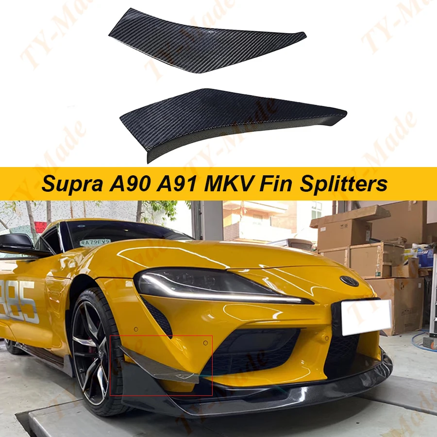 Carbon Fiber Front Bumper Canards Trim Winglet Side Canards Fin Splitters For Toyoto Supra A90 A91 MKV VAaris Style 2019-2021