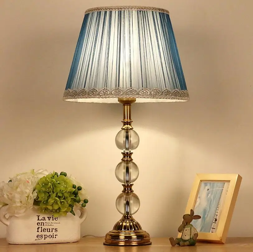 

American Table Light Bedside Bedroom crystal Table Lamp for bedroom Creative Personality Lighting Desk Light Green shade decor