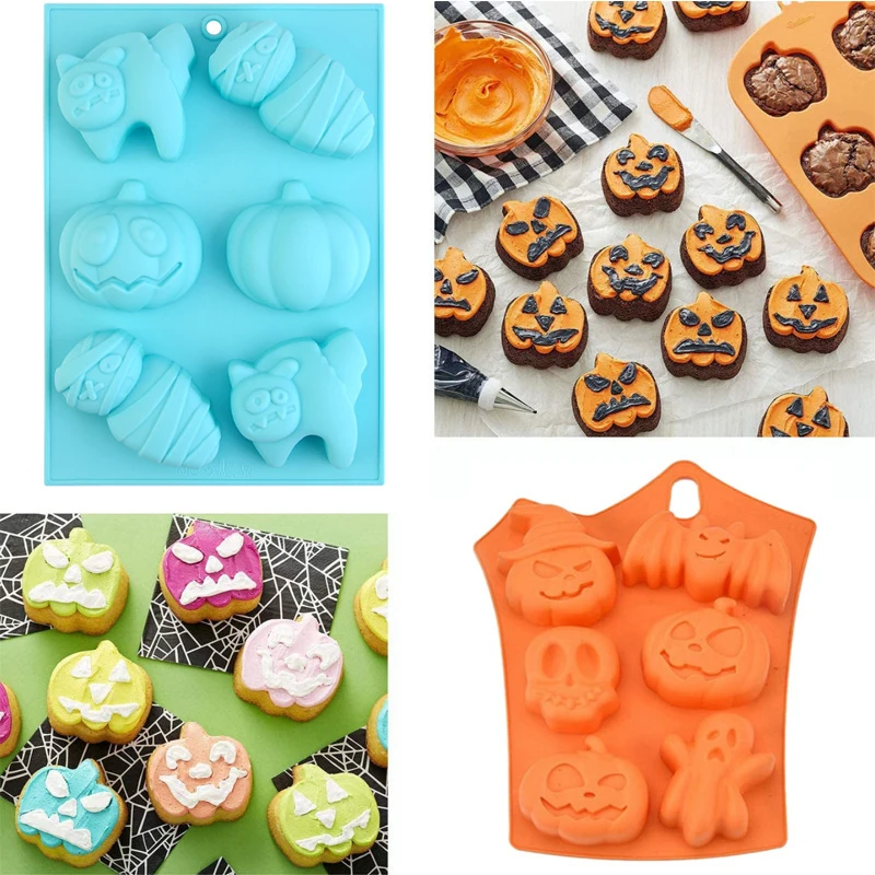 3D Cake Mold Halloween Pumpkin Silicone Mold Fondant Candy Cookie Cake Mold Cupcake Decoration Cake Tools Baking Accessories