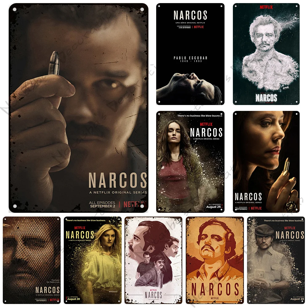 Narcos Poster Classic TV Metal Sign Retro Metal Poster Bar Club Pub Wall Decor Signs Metal Plate Metal Plaque Industrial Decor