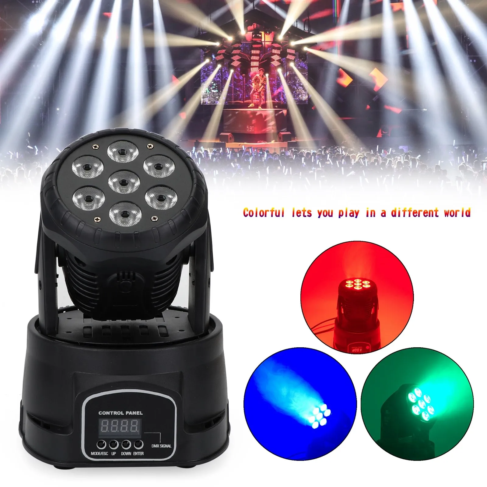 

7 x10W Moving Head Stage Light 70W 7 LED RGBW DMX DJ Disco Stage Party Lighting
