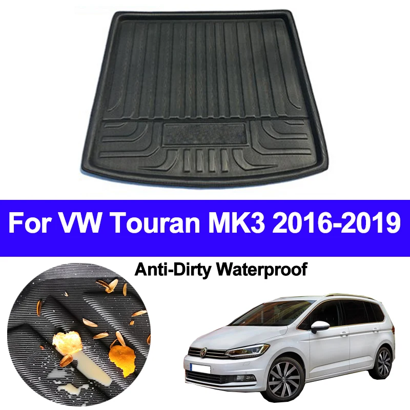 Car Rear Trunk Luggage Mat Cargo Tray Boot Liner For Volkswagen VW Touran MK3 2016 2017 2018 2019 Auto Carpet Protector Floor