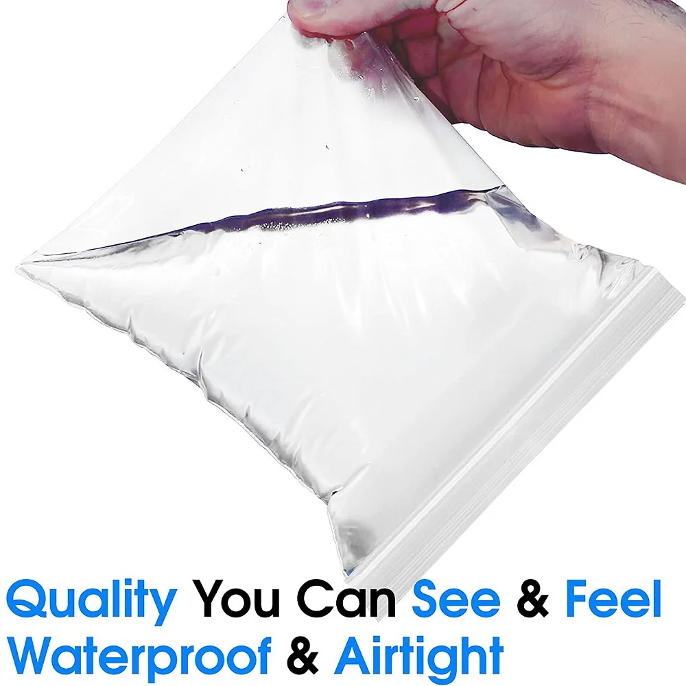 Food grade PE 8cm X 12cm (100 Count) 1.2 Mil Clear Reclosable Zip Plastic Poly Bags with Resealable Lock Seal Zipper